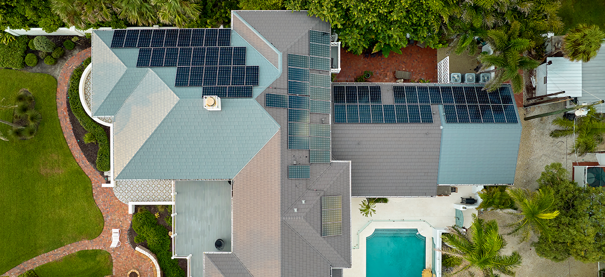 Aerial view of California homes with solar panels installed — Solar-Advisors.org service area